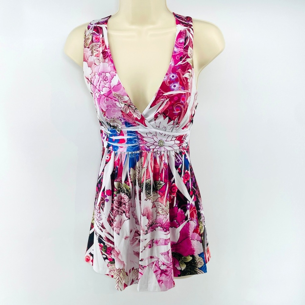 VTG Y2K Tunic Top S Fairycore Whimsy Babydoll *Size XS/S/M Floral‎ Empire Waist